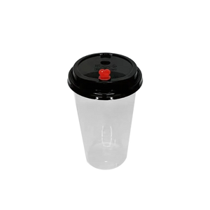 CCF 16-32OZ(D90MM) Premium PP Lid/Red Heart Stopper For PP Injection Cup - Black 1000 Pieces/Case