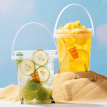 Load image into Gallery viewer, CCF 32OZ(D119MM) Premium PP Injection Drink Bucket With Lid + Handle - Clear 200 Sets/Case