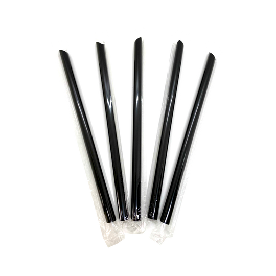 CCF PP plastic Jumbo drink straws - individually wrap black L9