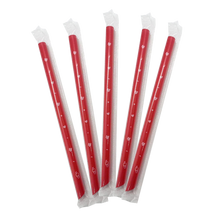 Load image into Gallery viewer, CCF PP Plastic Jumbo Drink Straws - Individually Wrapped Red L9&quot; 12MM Boba Straw - 2000 Pieces/Case