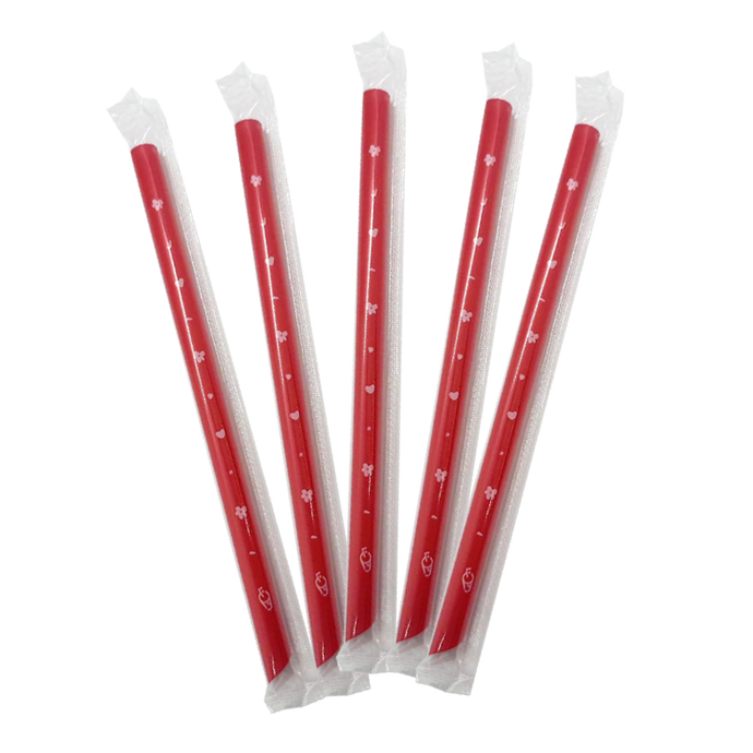 CCF PP Plastic Jumbo Drink Straws - Individually Wrapped Red L9