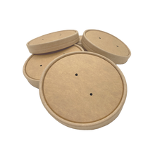 Load image into Gallery viewer, CCF 96MM Vented Kraft Paper Lid for 8/10/12/16oz Soup Pint Cup  - 500 Pieces/Case