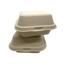 Load image into Gallery viewer, CCF 100% COMPOSTABLE Single Compartment Bagasse Molded Fiber Hinged Container 6&quot; x 6&quot; x 3&quot; - 500 Pieces/Case