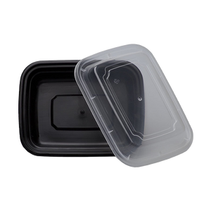 CCF 32oz PP injection plastic microwavable black rectangle food containers & lids - 150 sets/case