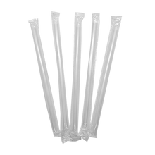 Load image into Gallery viewer, CCF PP plastic Jumbo drink straws - individually wrap clear L9&quot; 12MM BOBA straw - 2000 pieces/case