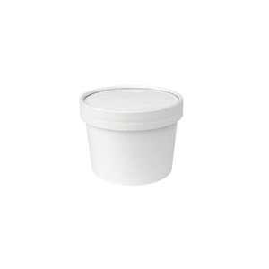 CCF 10OZ Ice Cream Paper Container + Non-Vented Lid COMBO - White 250 SETS/Case