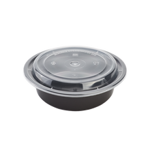 Load image into Gallery viewer, CCF 16OZ(D153MM) PP Injection Plastic Microwavable Black Round Food Containers &amp; Lids - 150 Sets/Case