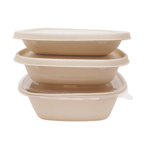 20/32/48OZ 100% COMPOSTABLE Molded Fiber Wheat Straw Rectangle Container Lid - 400 Pieces/Case