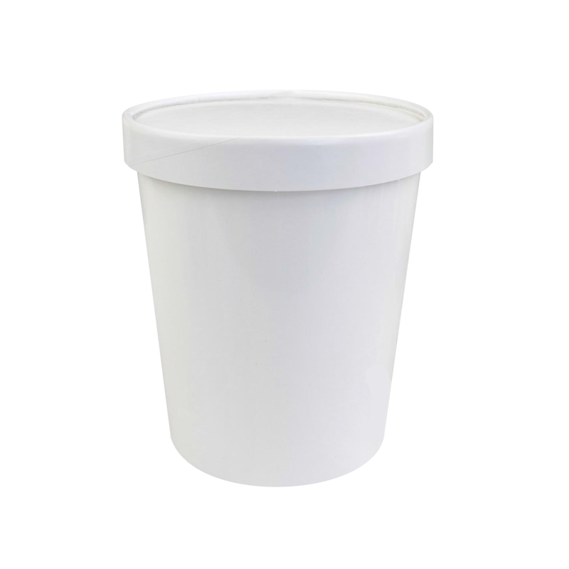 Yocup 32 oz White Paper Ice Cream Container with Vented Paper Lid Combo - 1  case (250 set)