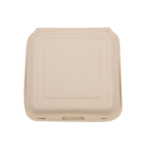 Load image into Gallery viewer, CCF 100% COMPOSTABLE Single Compartment Bagasse Molded Fiber Hinged Container 9&quot; x 9&quot; x 3&quot; - 200 Pieces/Case