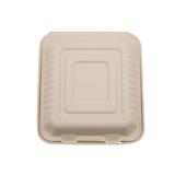 CCF 100% COMPOSTABLE Three Compartment Bagasse Molded Fiber Hinged Container  8" x 8" x 3" - 200 Pieces/Case