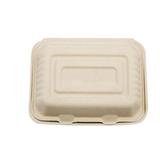 CCF 100% COMPOSTABLE Single Compartment Bagasse Molded Fiber Hinged Container 9" x 6" x 3" - 250 Pieces/Case