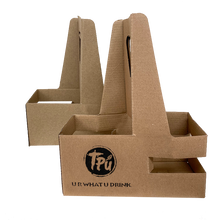 Load image into Gallery viewer, Custom Print Eco Friendly Heavy Duty Kraft Corrugate Cardboard Cup Carriers