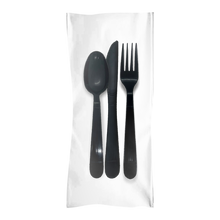 Load image into Gallery viewer, CCF Cutlery Plastic Wrapped Pack With Heavy Duty PP Plastic Fork/Spoon/Knife - Black 500 Sets/Case