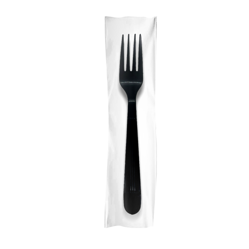 CCF Individually Wrapped Heavy Weight PP Plastic Fork - Black 1000 Pieces/Case