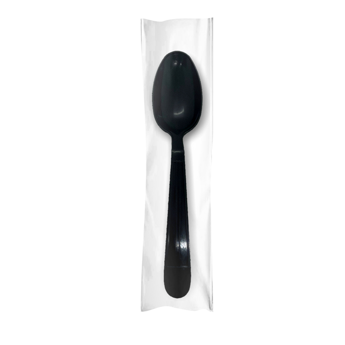 CCF Individual Wrap Heavy Duty PP Plastic Spoon - Black 1000 Pieces/Case