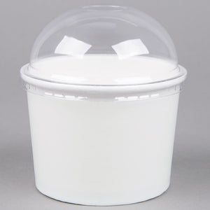 CCF 8OZ(D90MM) PET Plastic Dome Lid With No Hole For Yogurt Paper Cup - 1000 Pieces/Case
