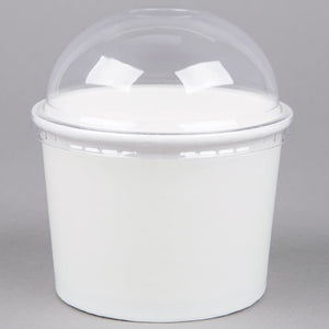 CCF 8OZ(D95MM) PET Plastic Dome Lid With No Hole For Yogurt Paper Cup - 1000 Pieces/Case
